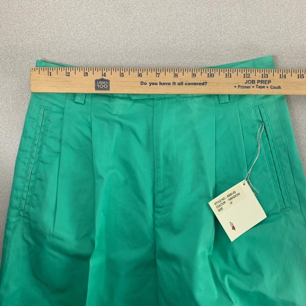 Elandale‎ Pleated Shorts Women 6 Meadow Green Vintage High Waist Cotton 6000-25